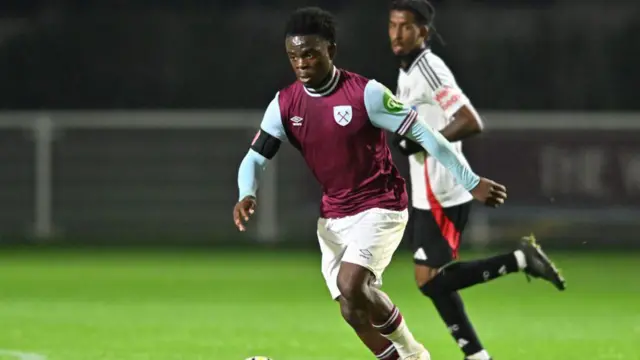 Favour Fawunmi in action for West Ham's under-18s last season