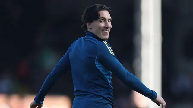 Harry Wilson during the pre-match warm-up