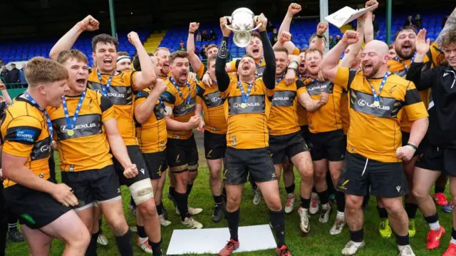 Currie Chieftains lifting the Premiership trophy