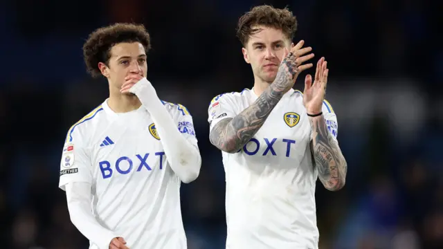 Ethan Ampadu and Joe Rodon acknowledge fans after match