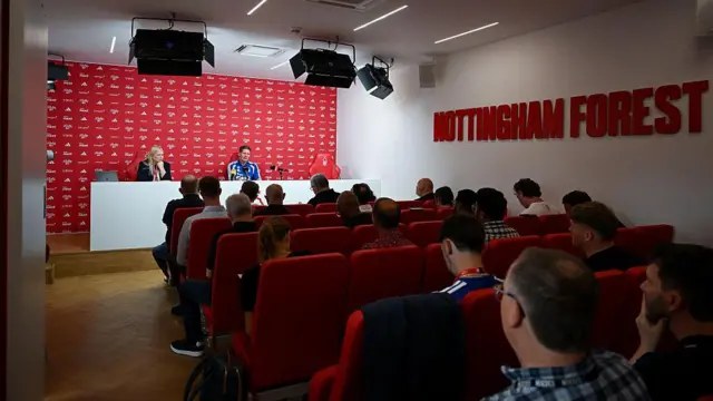 Oliver Glasner attends a press conference as he is unveiled as the new Nottingham Forest Head Coach