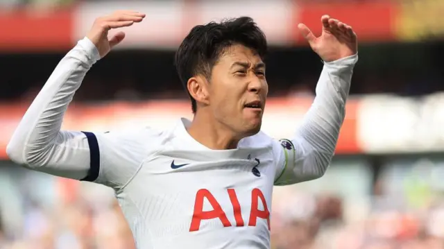 Son Heung-min celebrates