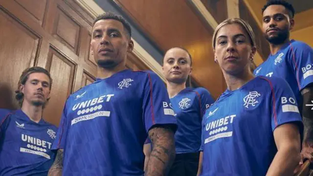 Rangers players in new kit