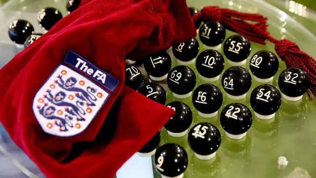 General view of FA Cup bag and draw balls