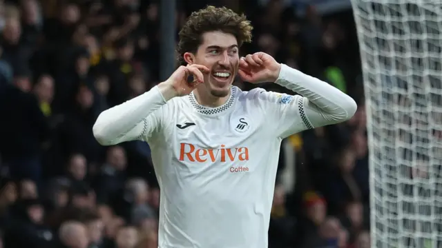 Josh Key celebrates at Watford