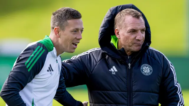 Callum McGregor with manager Brendan Rodgers