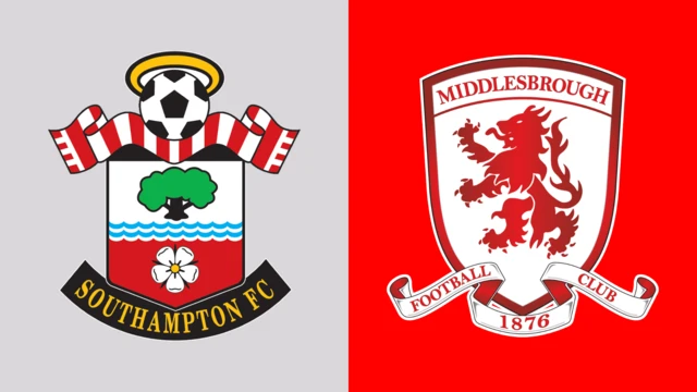 Side-by-side of Southampton and Middlesbrough club badges