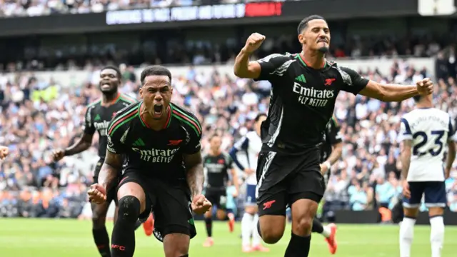 William Salbia and Gabriel celebrate Arsenal's goal