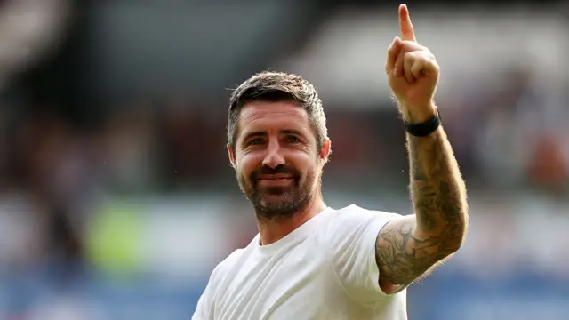 Swansea City head coach Alan Sheehan celebrates after the win against Sheffield United