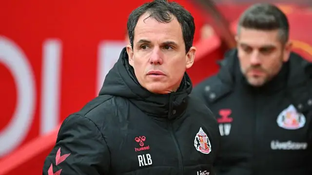 Sunderland's French head coach Regis Le Bris looks on ahead of kick-off