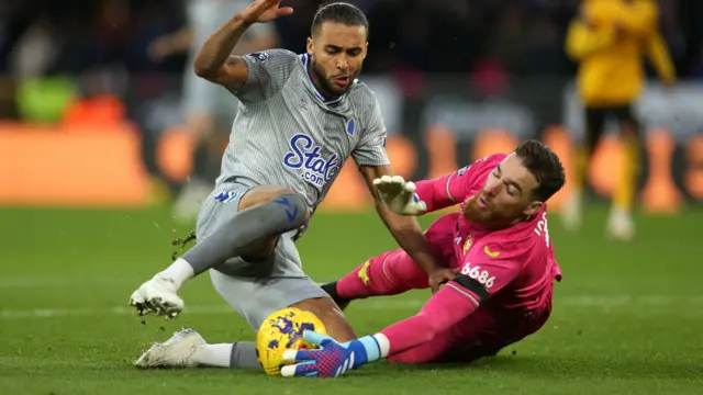 Everton's Dominic Calvert-Lewin attempts to score against Wolves