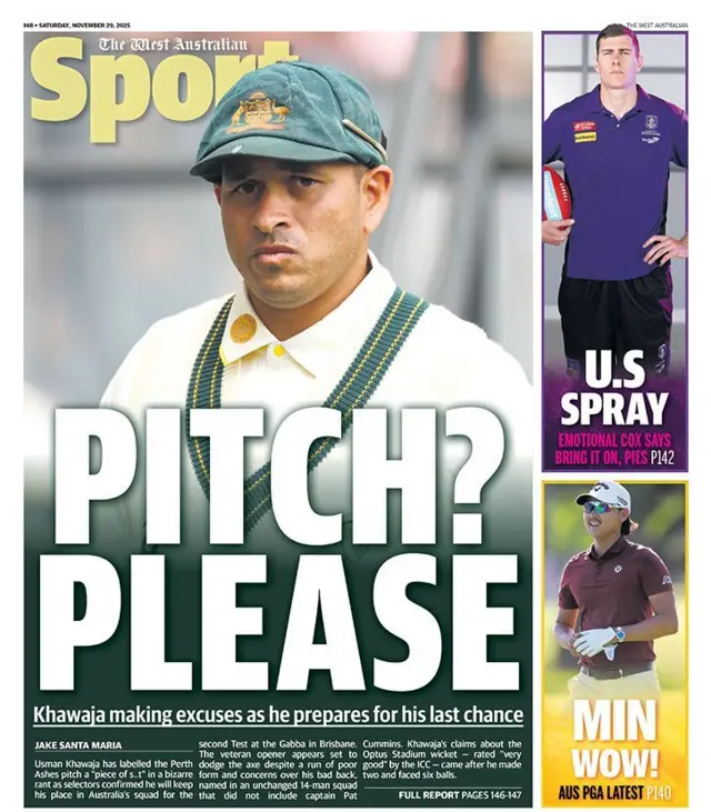 Back page of the West Australian paper on 29 November