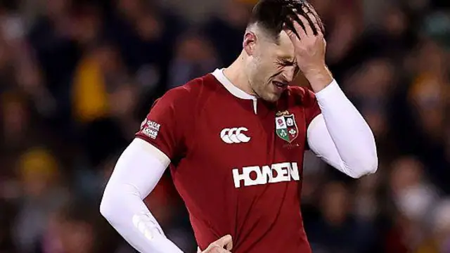 Blair Kinghorn of the British & Irish Lions looks dejected and is replaced during the tour match between ACT Brumbies and the British & Irish Lions at GIO Stadium