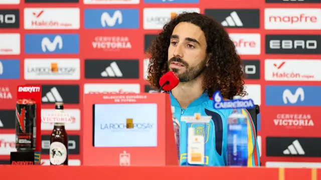 Marc Cucurella speaks to the media