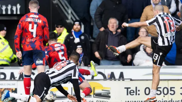 Alex Gogic is thwarted by a last-ditch John Souttar block in St Mirren's defeat by Rangers