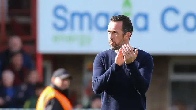 Newport boss Christian Fuchs during the 1-0 away defeat at Cheltenham.