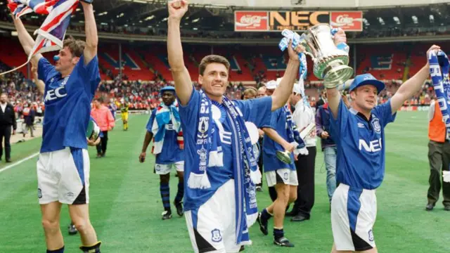 Everton celebrate with the FA Cup in 1995