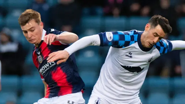 Dundee's Ryan Astley and Falkirk's Brian Graham