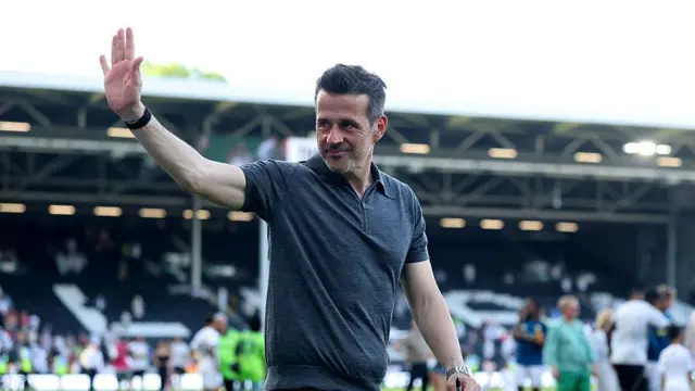 Fulham boss Marco Silva waves to the fans.