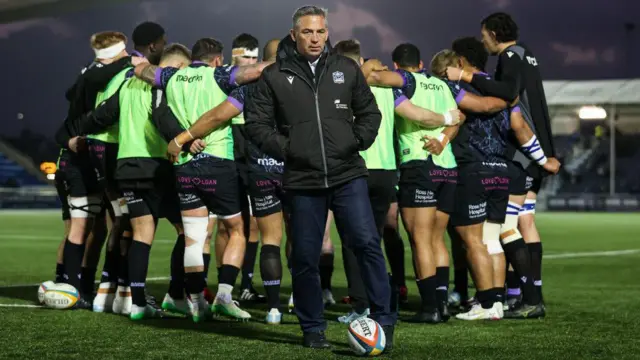 Franco Smith with Glasgow players