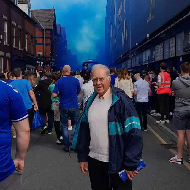 An Everton fan at Goodison Park