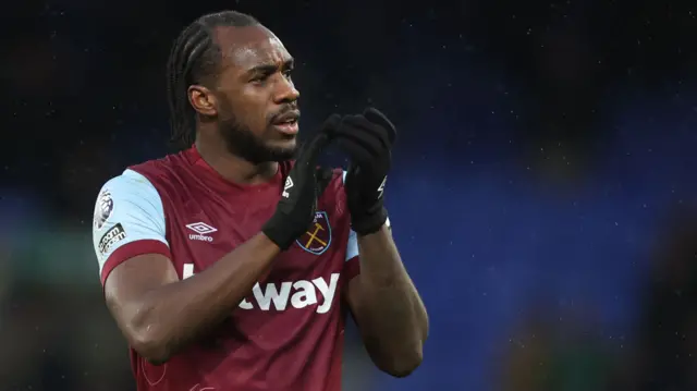 Michail Antonio applauds fans