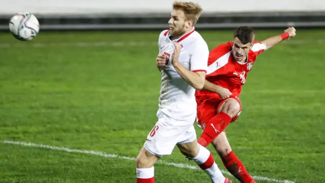 Filip Stuparevic playing for Serbia Under-21s