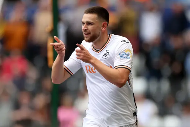 Swansea City's Zan Vipotnik celebrates a goal