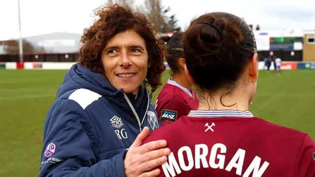 Rita Guarino and Ffion Morgan of West Ham