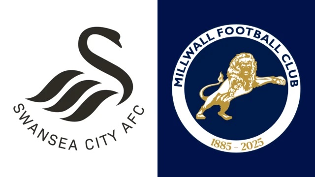 Side-by-side of Swansea City and Millwall club badges