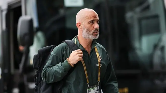 Enzo Maresca arriving for final