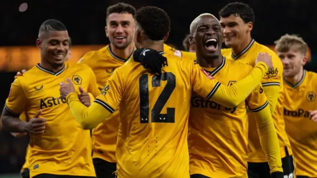 Wolves players celebrate