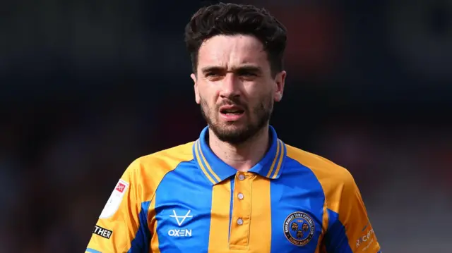 Alex Gilliead playing for Shrewsbury Town last season
