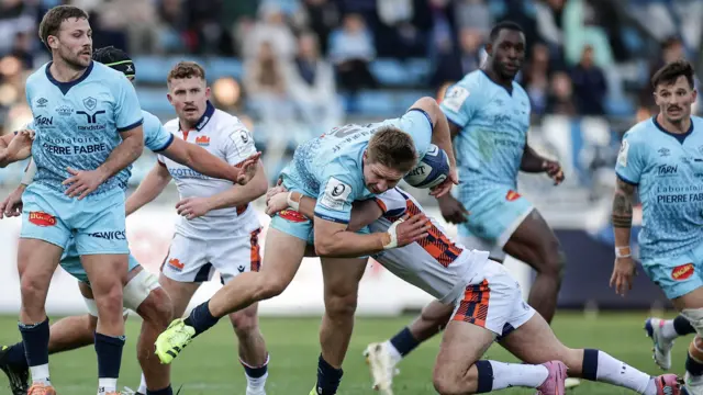 Action picture from Castres' win over Edinburgh in the Champions Cup