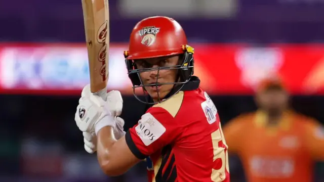 Sam Curran in batting action for Vipers