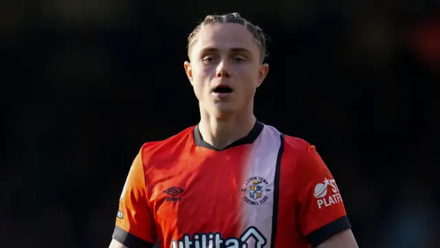 Thelo Aasgaard in action for Luton Town