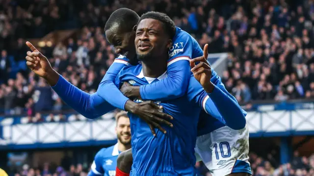 Emmanuel Fernandez celebrates goal at Ibrox. 