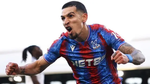 Daniel Munoz of Crystal Palace celebrates their second goal against Fulham. 