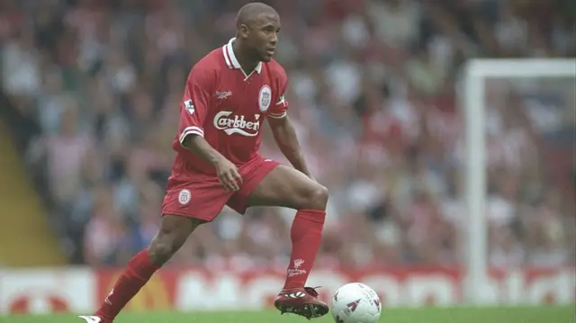 John Barnes of Liverpool in action during the Premier League match between Liverpool and Sunderland at Anfield in Liverpool.