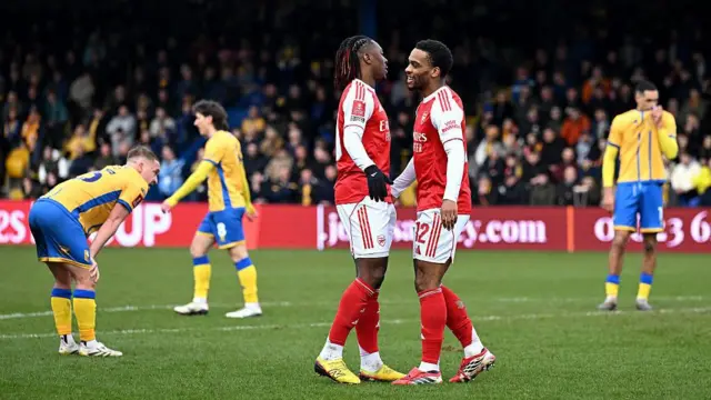 Eberechi Eze of Arsenal celebrates scoring his team's second goal