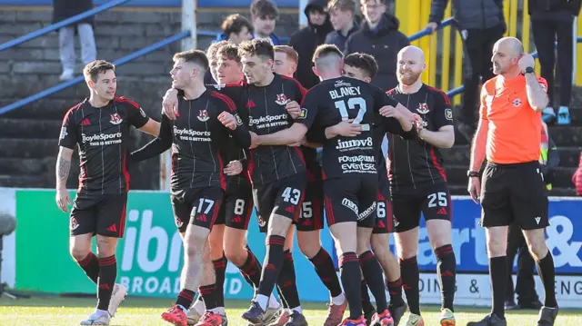 Crusaders celebrate a goal