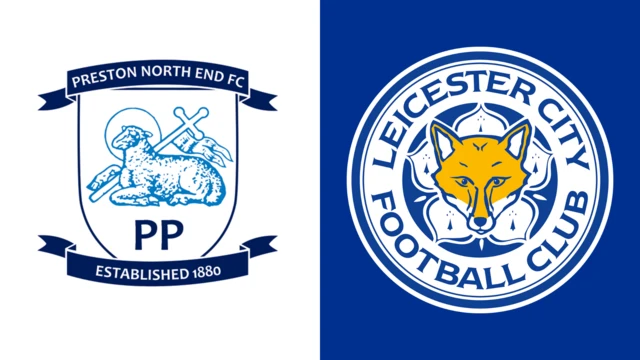 Side-by-side of Preston North End and Leicester City club badges