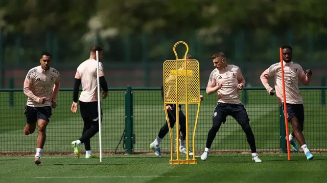Aston Villa players in training