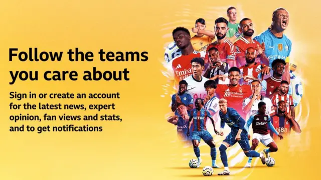 How to follow BBC Sport's Football Habit club pages. Graphic says sign in or create an account to get the latest news, expert opinion, fan vies, stats and notifications.