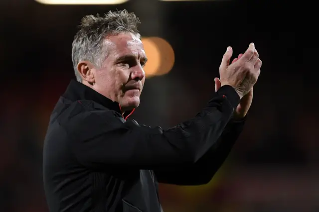 Wrexham manager Phil Parkinson during his side's 2-1 defeat at home to Cardiff in last season's fourth round of the Carabao Cup.