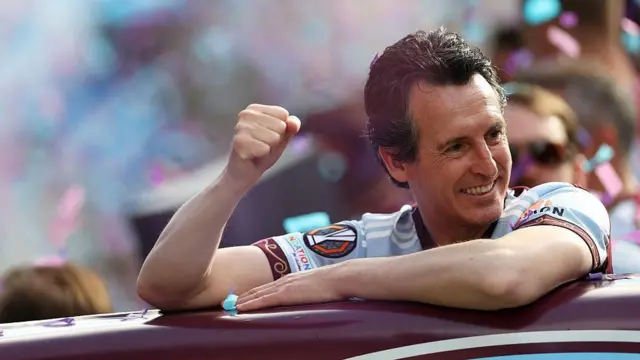 Aston Villa's Unai Emery during their Europa League trophy parade