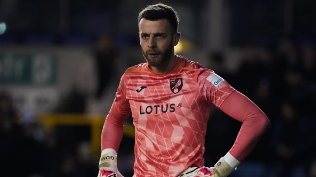 Angus Gunn playing for Norwich City