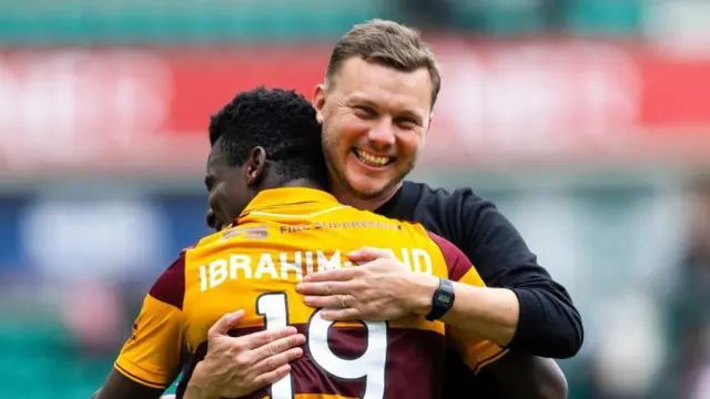 Alfred Johansson hugs match-winner Ibrahim Said