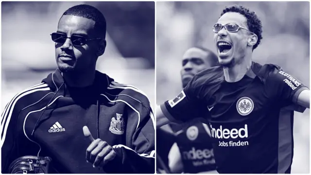 Alexander Isak and Hugo Ekitike each wear sunglasses