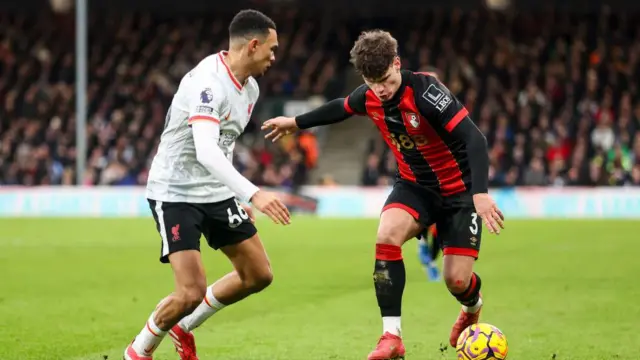 Trent Alexander-Arnold of Liverpool and Milos Kerkez